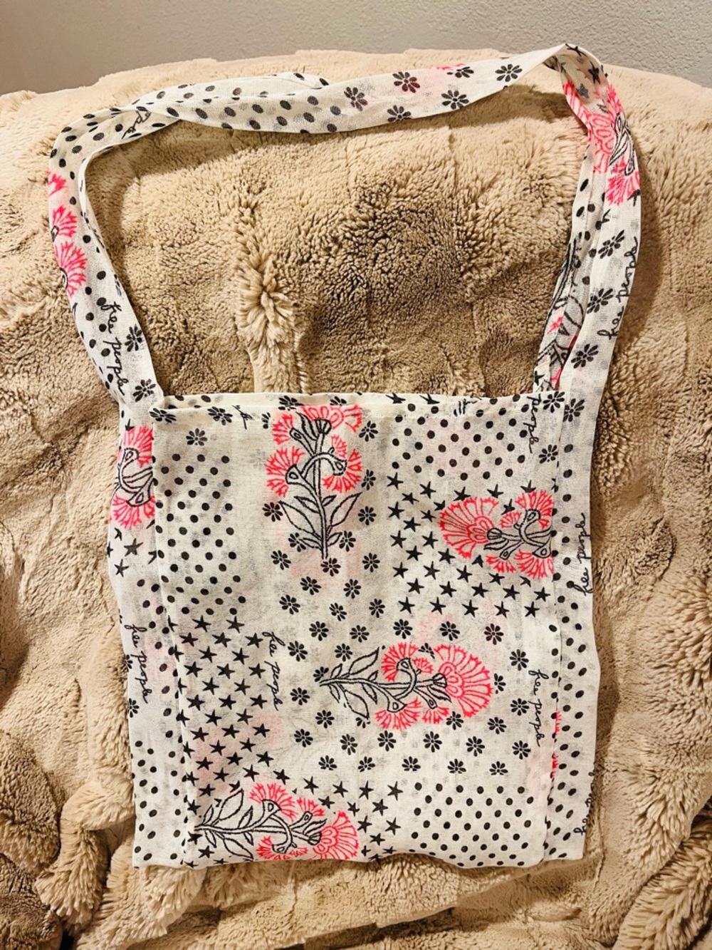 Free People Boho Cotton Gauze Small Tote Shopping Bag